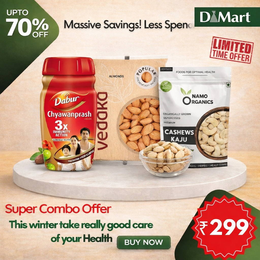 Winter Special Dry Fruits & Immunity Combo – Almonds, Cashews & Chyawanprash
