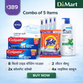 5 Items Mega Combo Pack – Tide Powder + Shampoo + Soap + Toothpaste