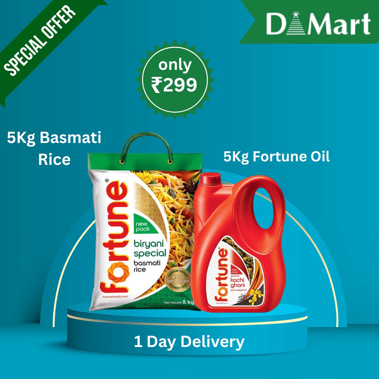 Dmart Offer today online: Get Basmati Rice 5kg+ Fortune Oil 5L