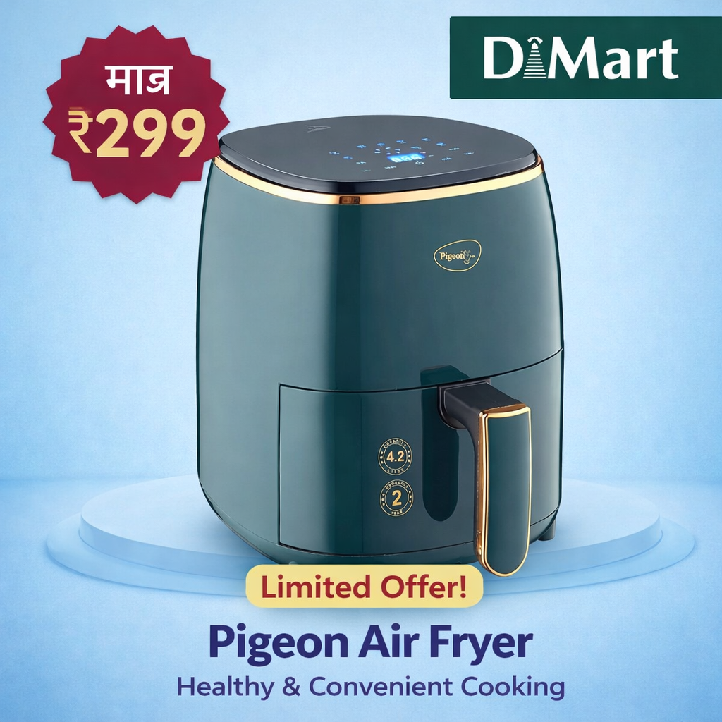 Pigeon Digital Air Fryer – 4.2L Capacity Smart Cooking Machine