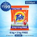 Tide 8kg Combo Pack (6kg + 2kg Free) – Powerful Stain Removal Detergent